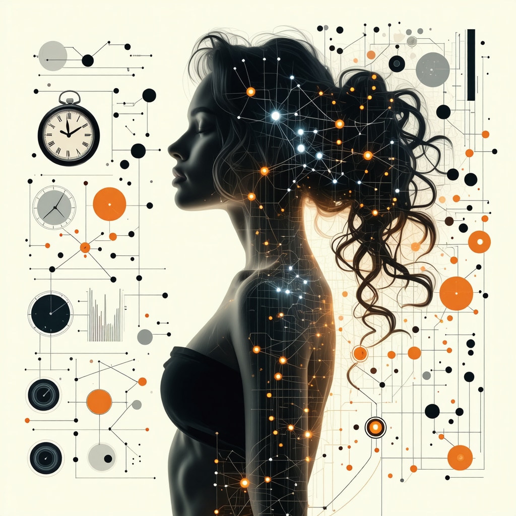 Illustration depicting hormone pathways, circadian clock, and genomic data for personalized BHRT