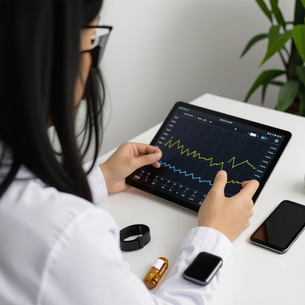 Healthcare professional reviewing circadian rhythm data and biomarker analytics for personalized BHRT in San Diego