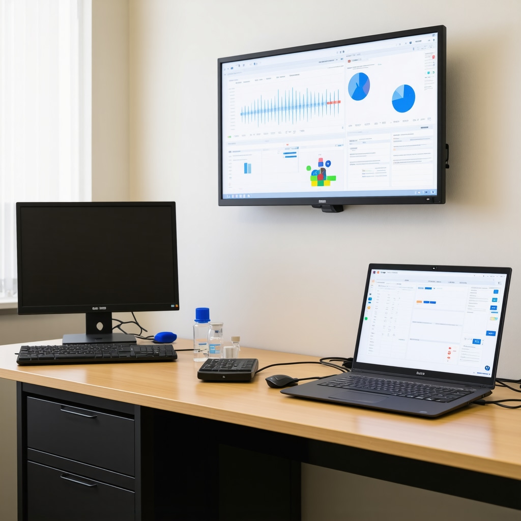 Modern hormone testing lab with diagnostic equipment and hormone cycle charts in San Diego