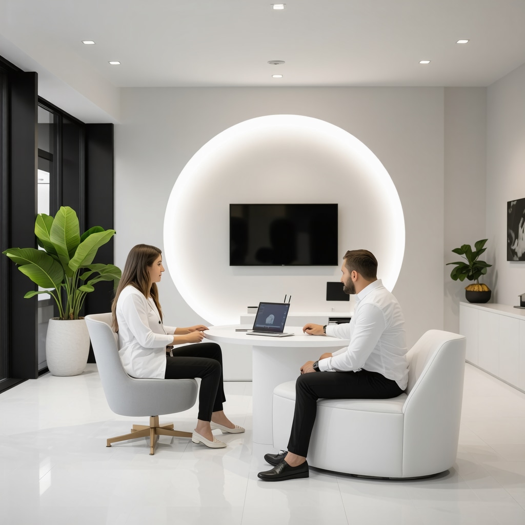 Clinic interior with advanced hormone testing and digital monitoring technology for natural hormone therapy