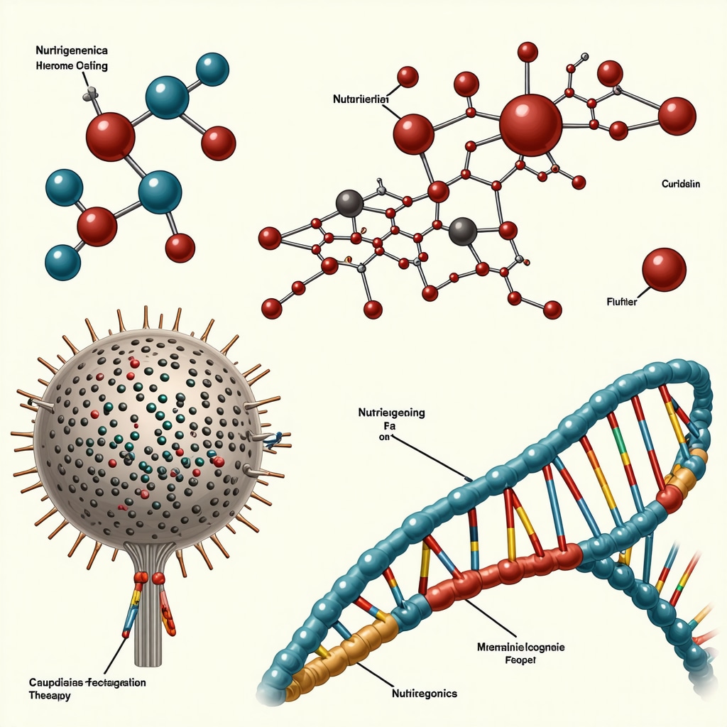 Scientific illustration of hormone-receptor interactions with circadian rhythm graph and DNA strand for nutrigenomics in menopause management