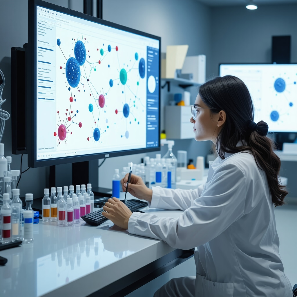 San Diego hormone therapy clinic showcasing peptide vials, genetic data, and digital health monitors