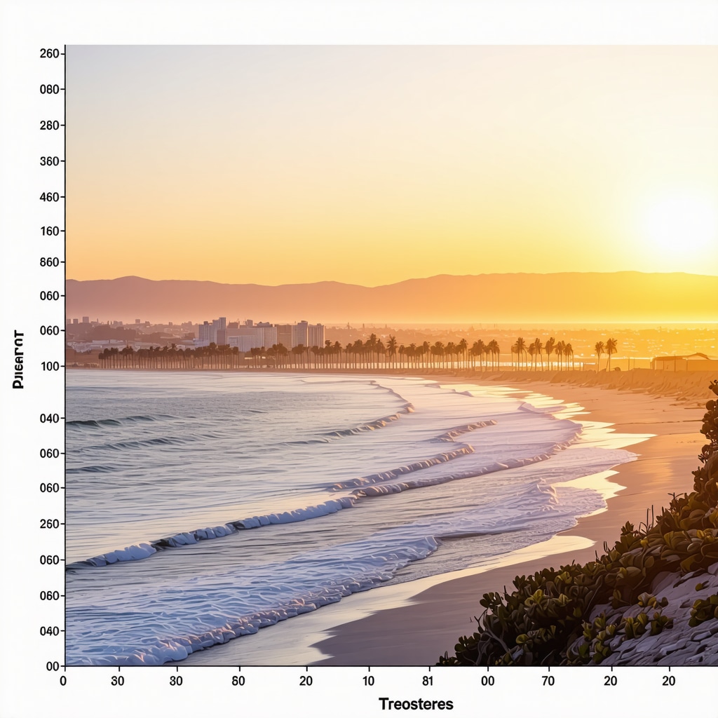 Graph of circadian testosterone levels overlayed on San Diego coastal sunrise background