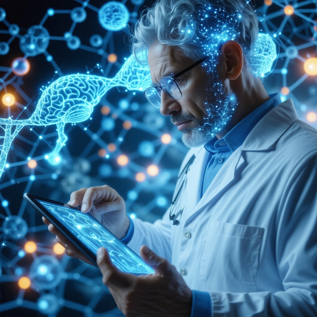 Clinician analyzing genetic and neuroendocrine data for advanced bioidentical hormone therapy