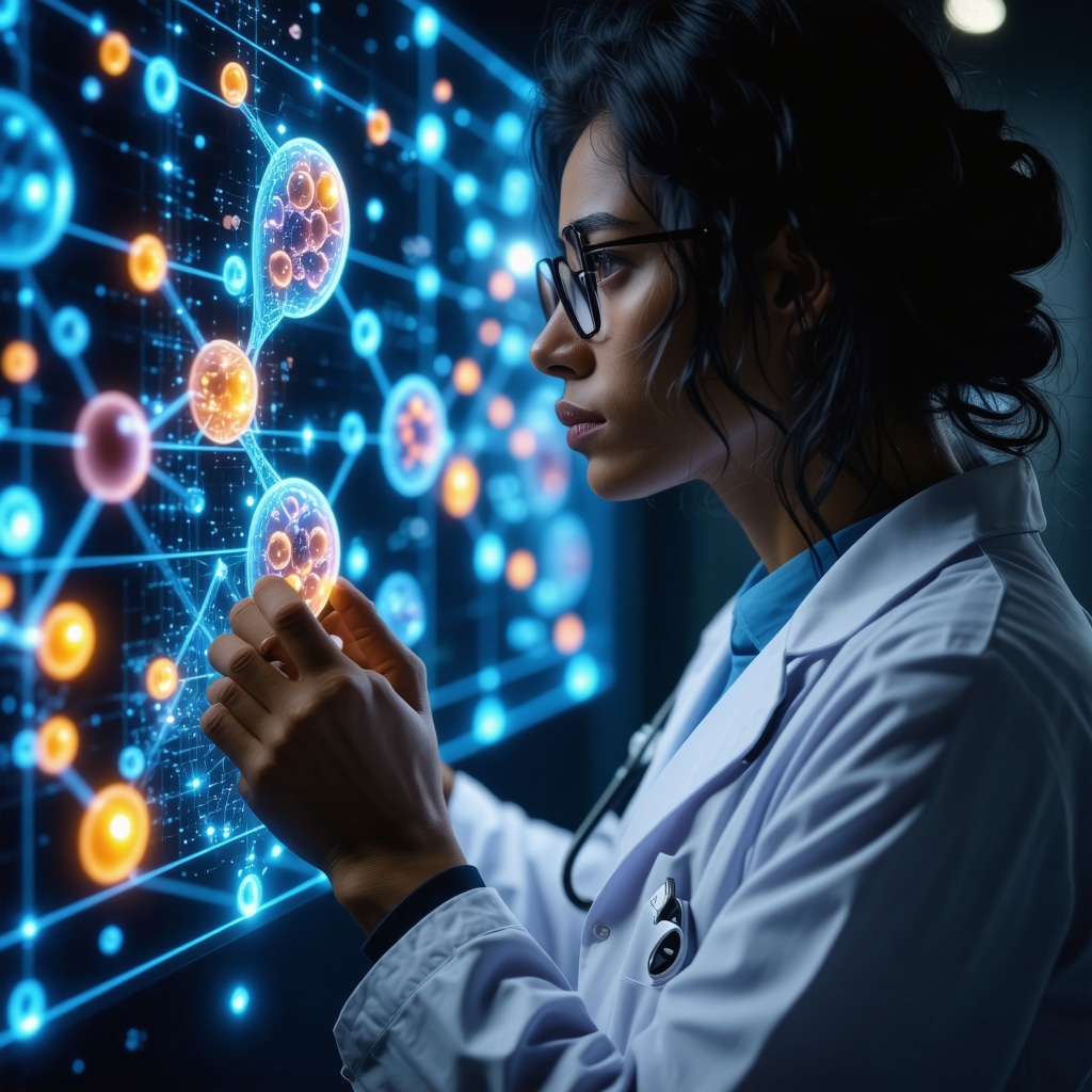 Medical expert reviewing genomic and hormone data on digital interface