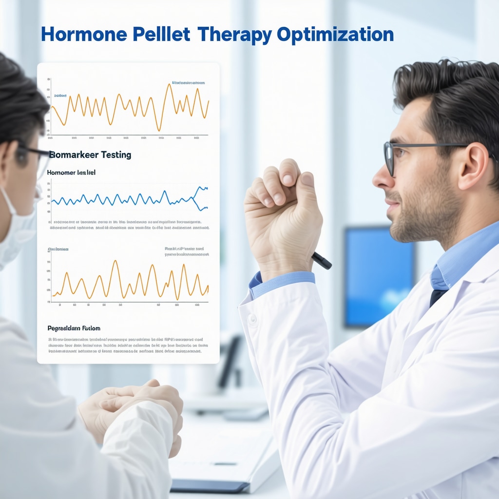 Diagram showing hormone pellet therapy with biomarker monitoring, circadian rhythm alignment, and regenerative medicine integration