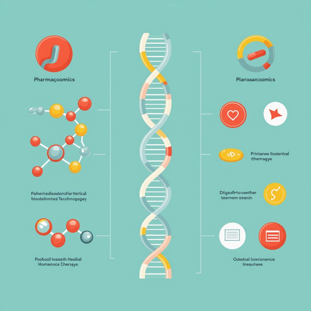 Infographic showing pharmacogenomics and digital health technologies improving BHRT insurance coverage in San Diego