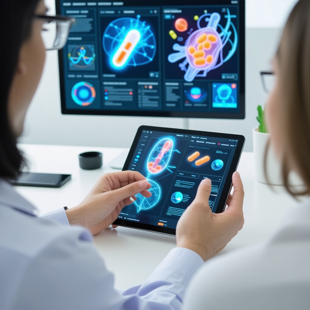Patient and clinician reviewing advanced hormone therapy options with digital tools in a modern clinic