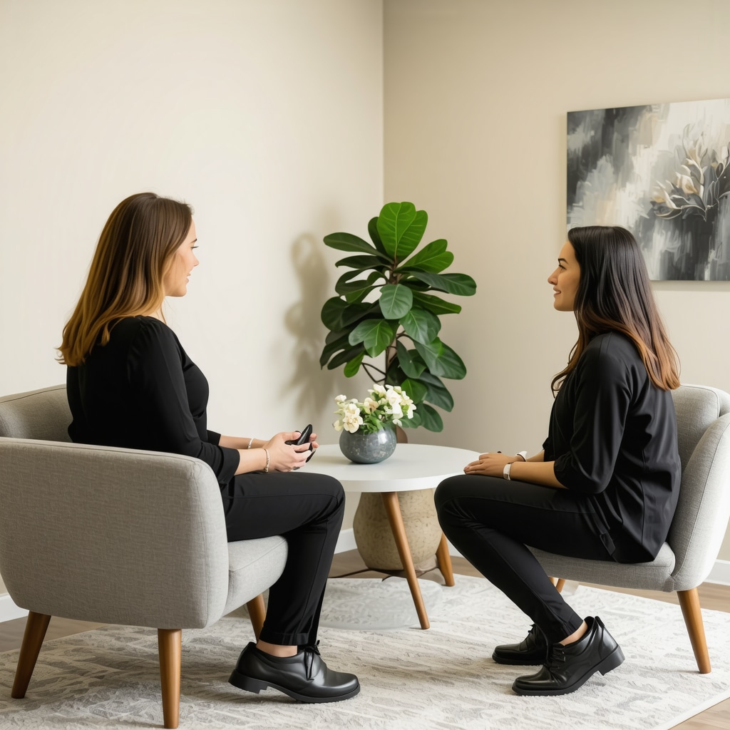 Patient and healthcare provider discussing hormone therapy in a comfortable San Diego clinic setting