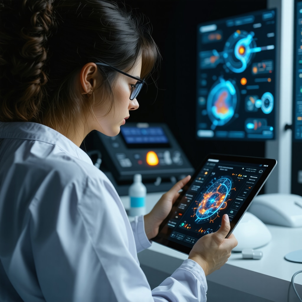 Clinician using AI and wearable biosensors for hormone pellet therapy optimization