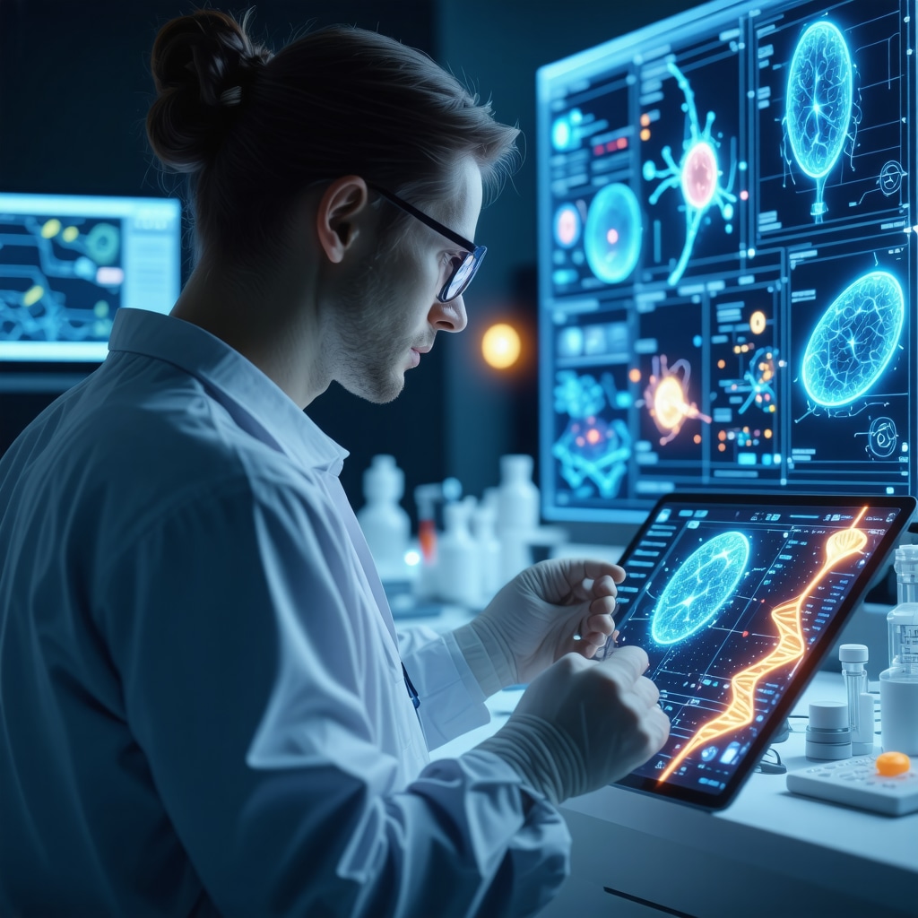 Healthcare professional using digital tools for genomic analysis in hormone pellet therapy