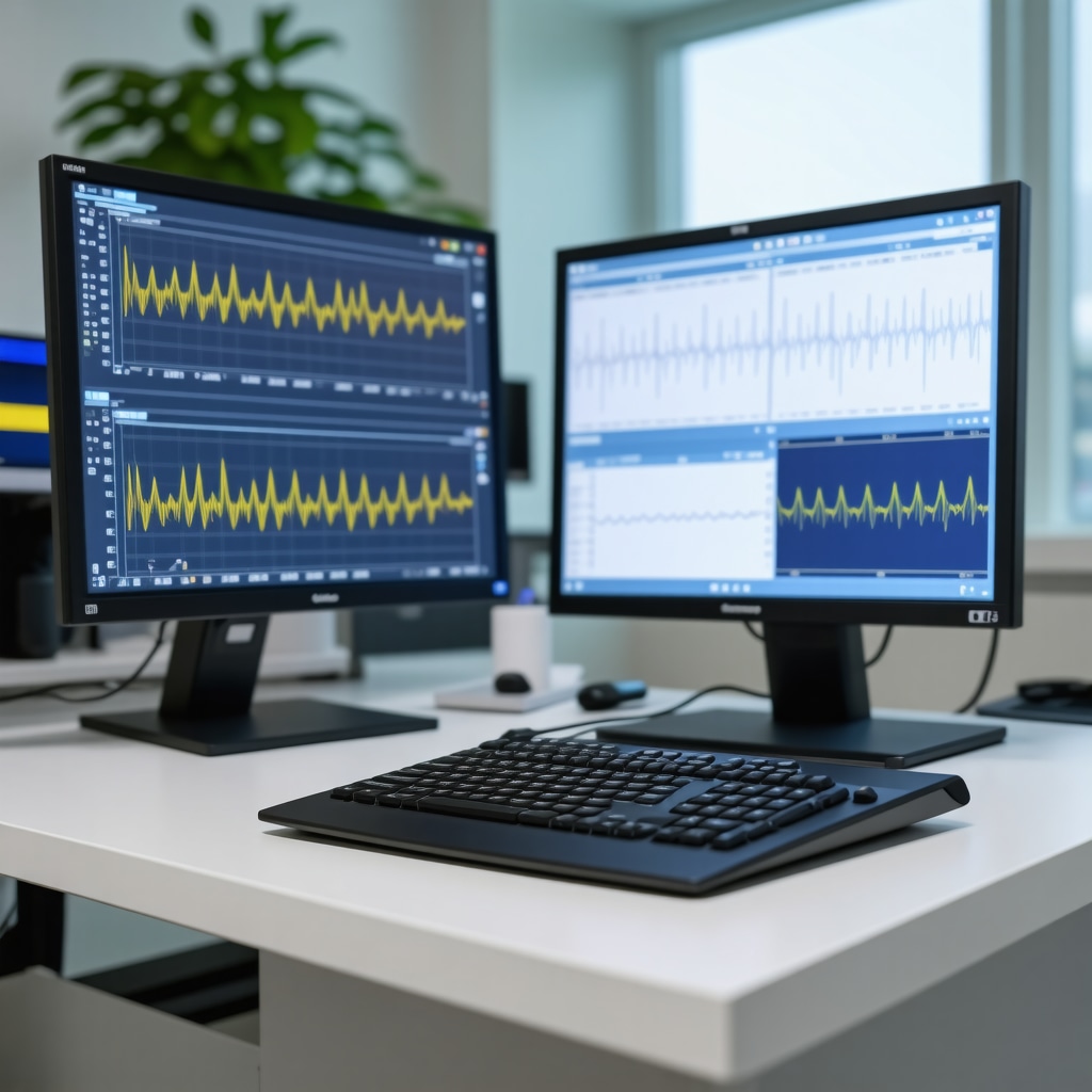 Clinical equipment and digital charts illustrating precision hormone biomarker testing for natural therapy