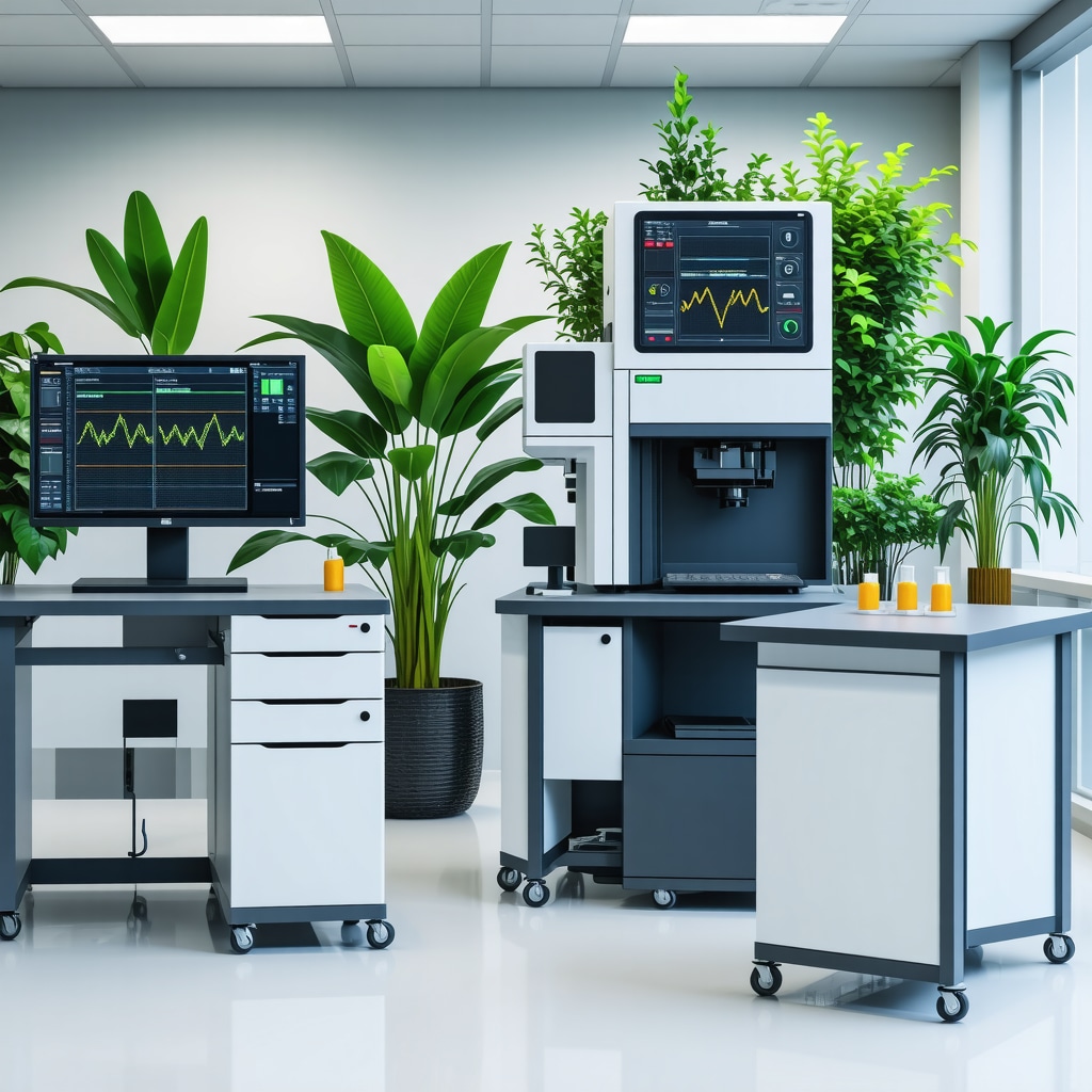 High-tech hormone testing laboratory with LC-MS/MS equipment and natural health supplements