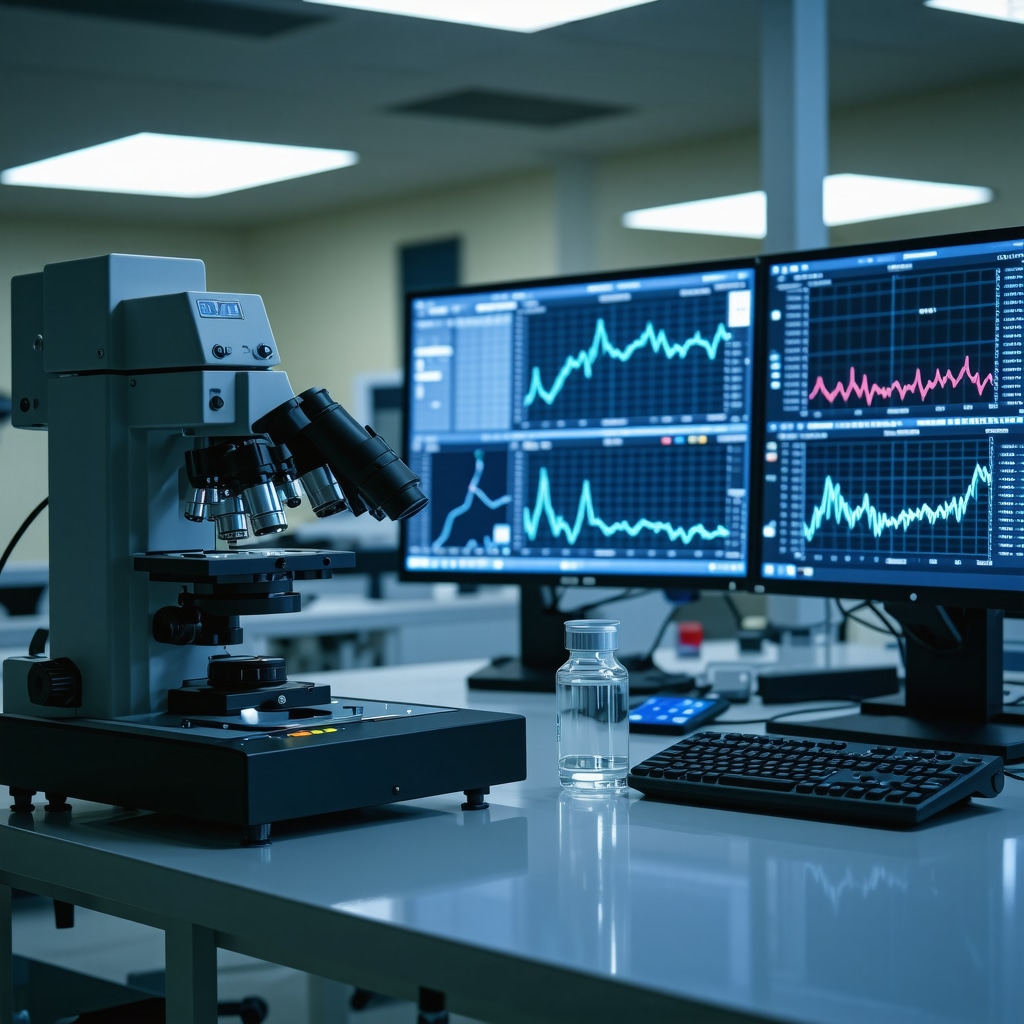 Laboratory setup showing mass spectrometry and genetic data for personalized hormone therapy