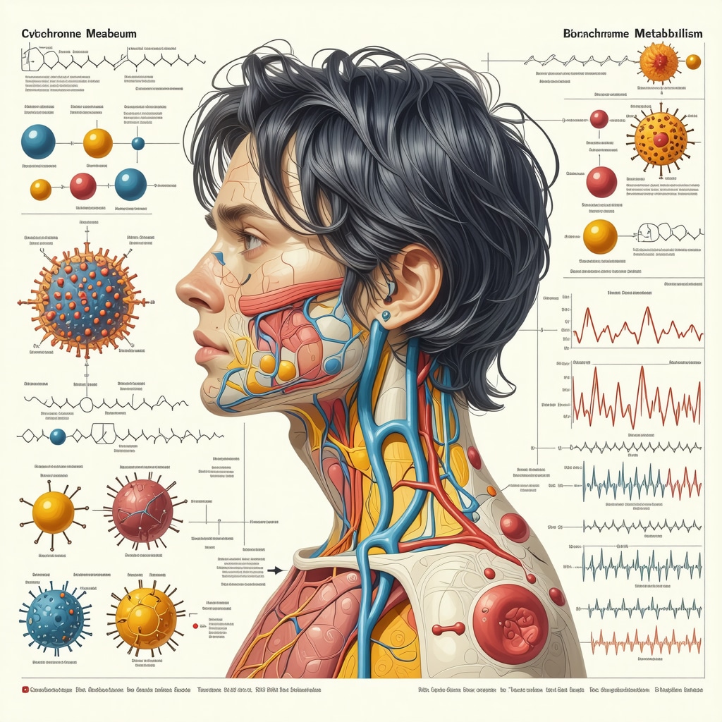 Infographic showing hormone metabolism pathways, genetic testing, and circadian rhythms relevant to hormone pellet therapy