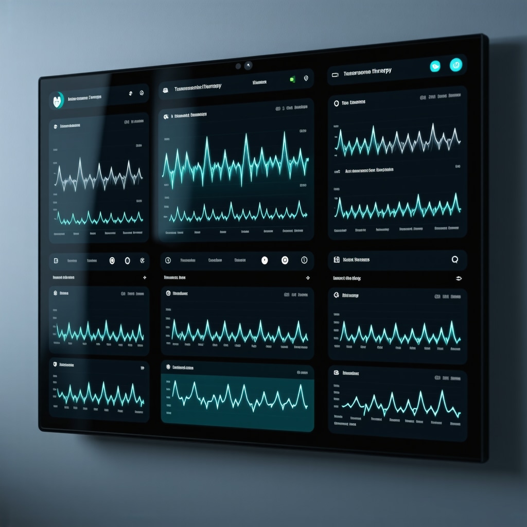Digital dashboard showing hormone levels and vitals for testosterone therapy management