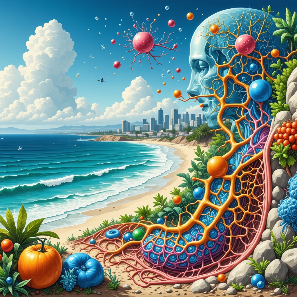 Illustration depicting gut microbiome influence on hormone metabolism and detoxification in San Diego wellness context