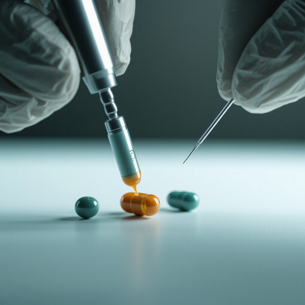 Close-up of hormone pellet implantation under the skin demonstrating steady hormone release