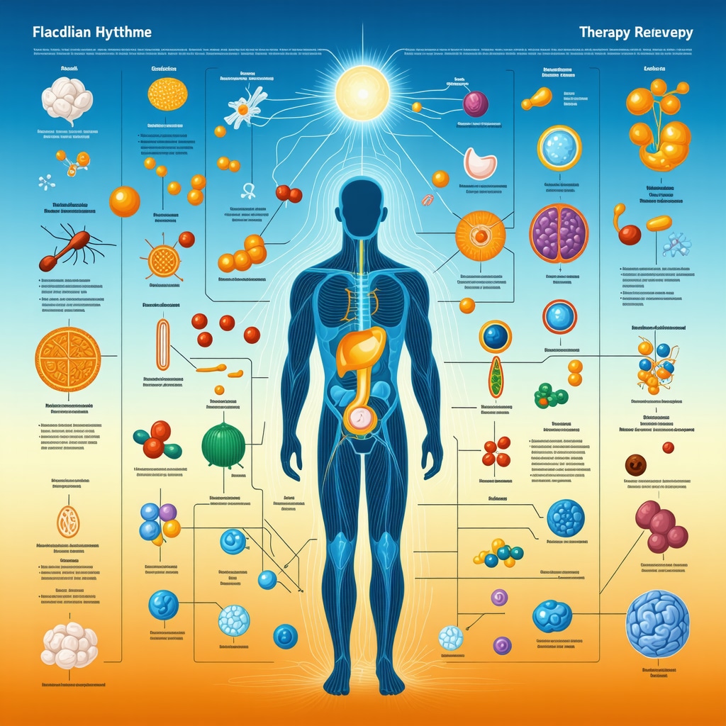 Diagram illustrating epigenetic, circadian, immune, microbiome, and neuroendocrine factors in hormone pellet therapy recovery