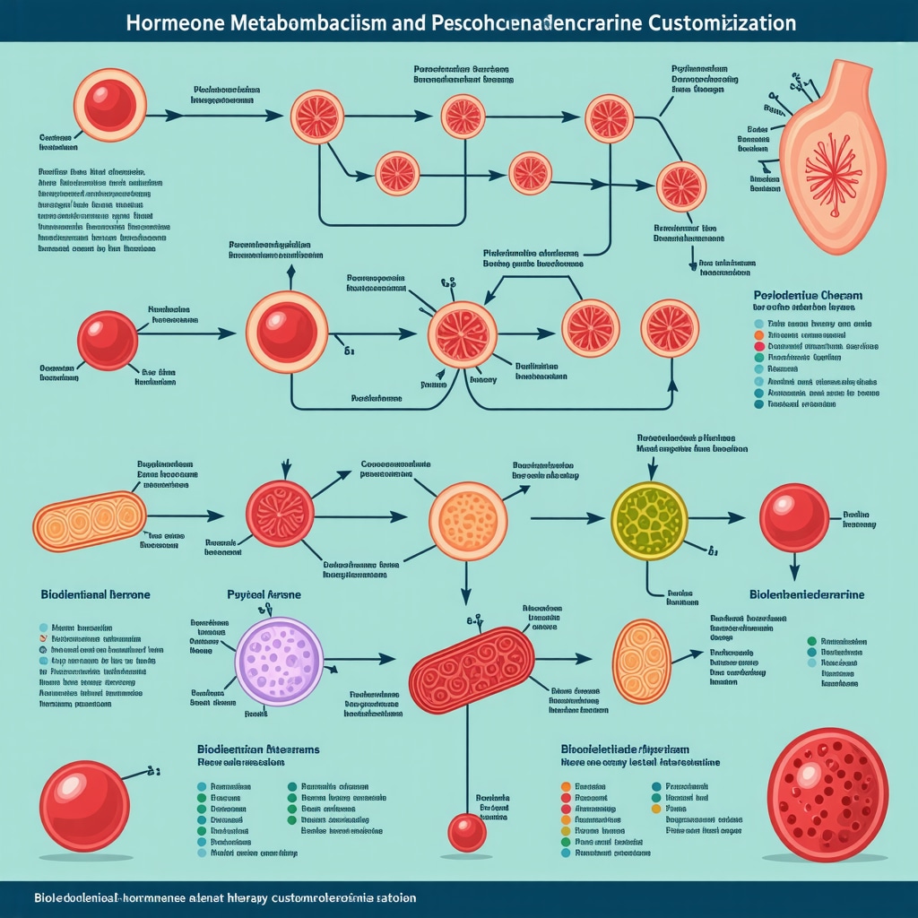 Detailed diagram showing hormone metabolites and brain-hormone interactions relevant to bioidentical hormone therapy