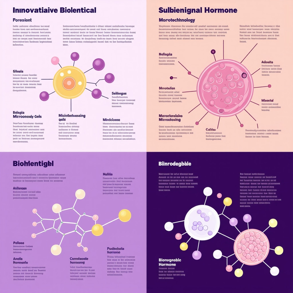 Infographic showing nanotechnology gels, sublingual microdosing, and biodegradable pellets for BHRT