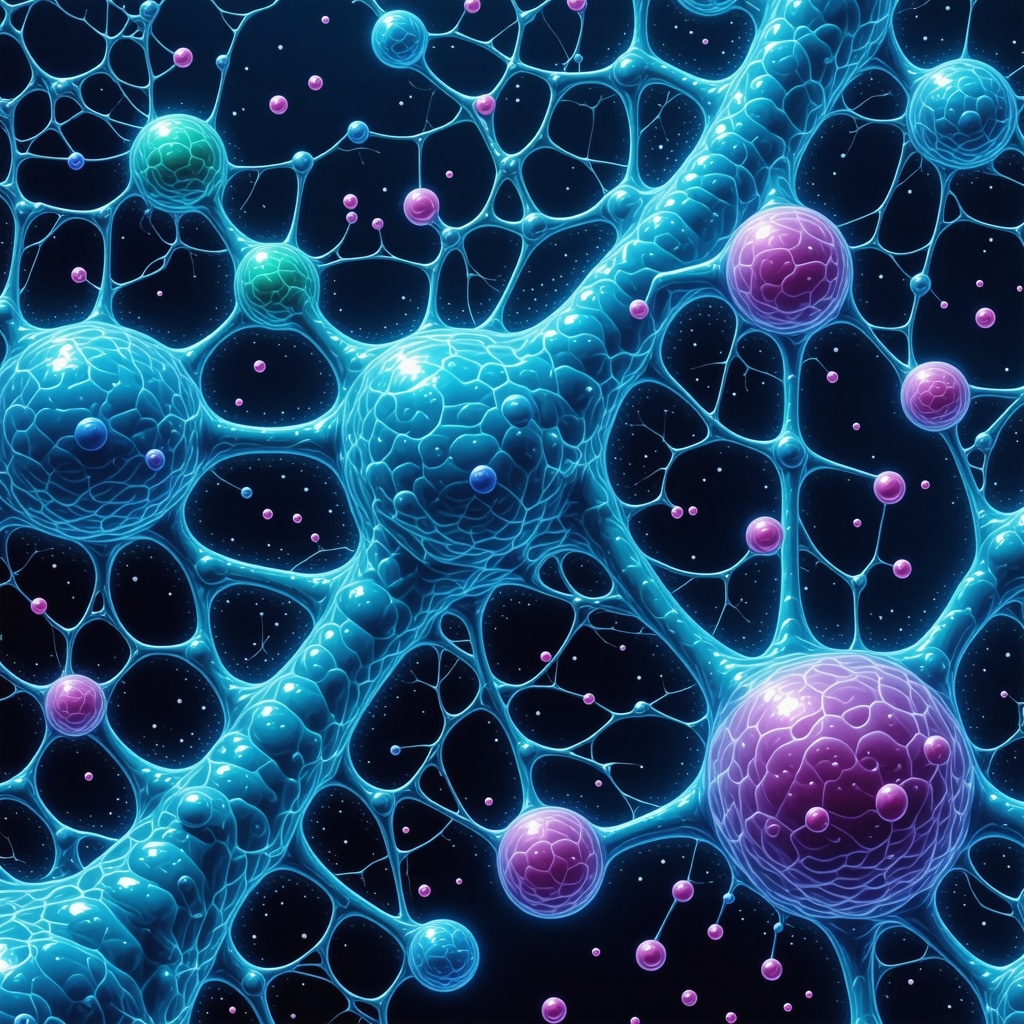 Futuristic illustration depicting molecular hormone receptors with nanotech hormone delivery and epigenetic modulation