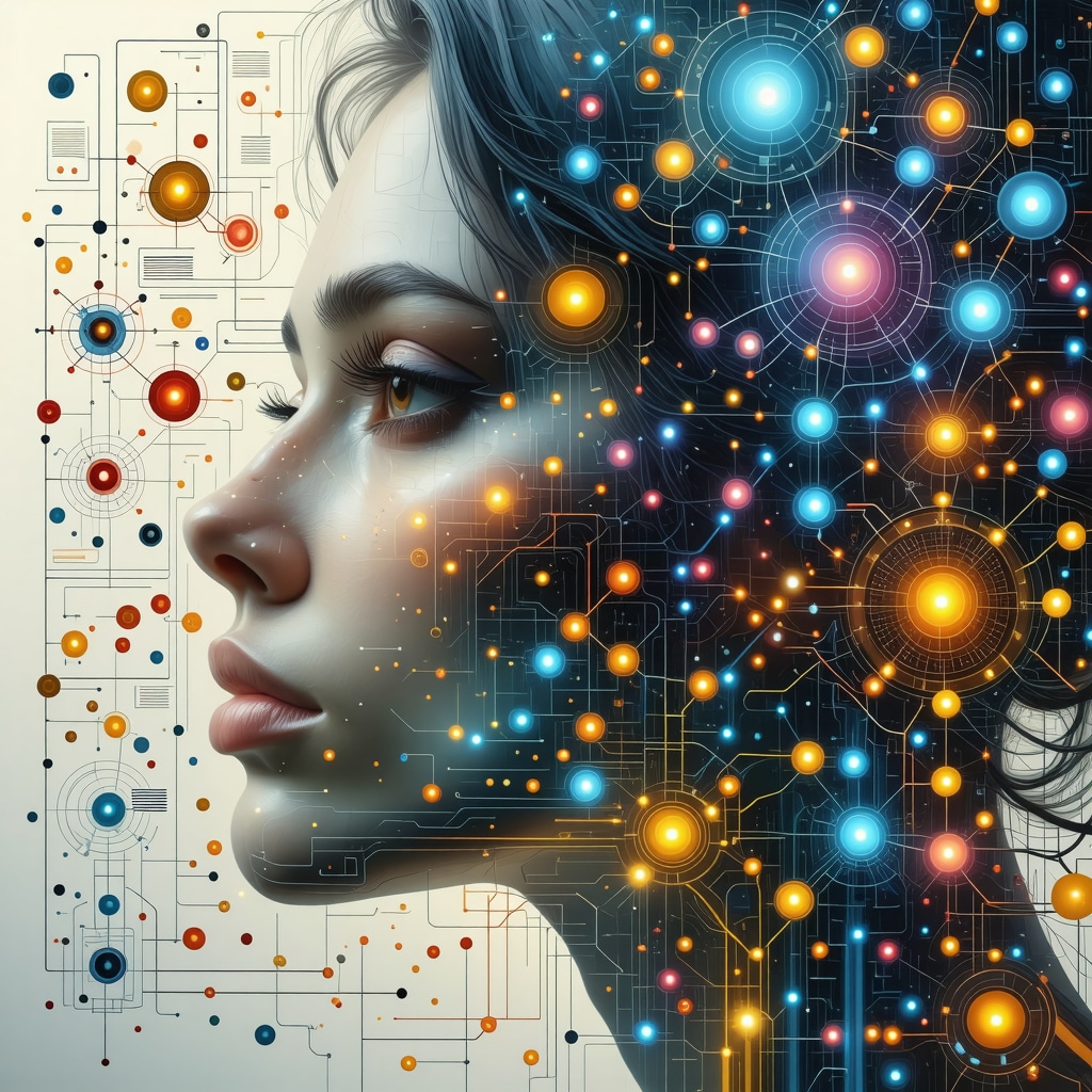 Illustration of multi-omics data and AI analysis for personalized menopause therapy