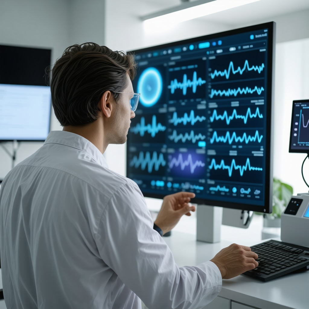 Doctor analyzing epigenetic and circadian rhythm data for hormone therapy optimization