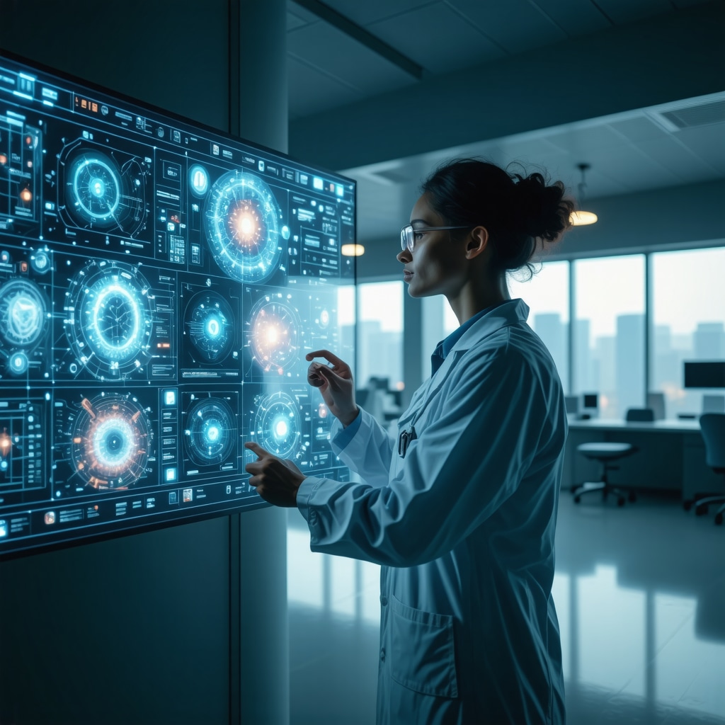 Healthcare professional reviewing AI-driven biomarker data for personalized BHRT duration optimization